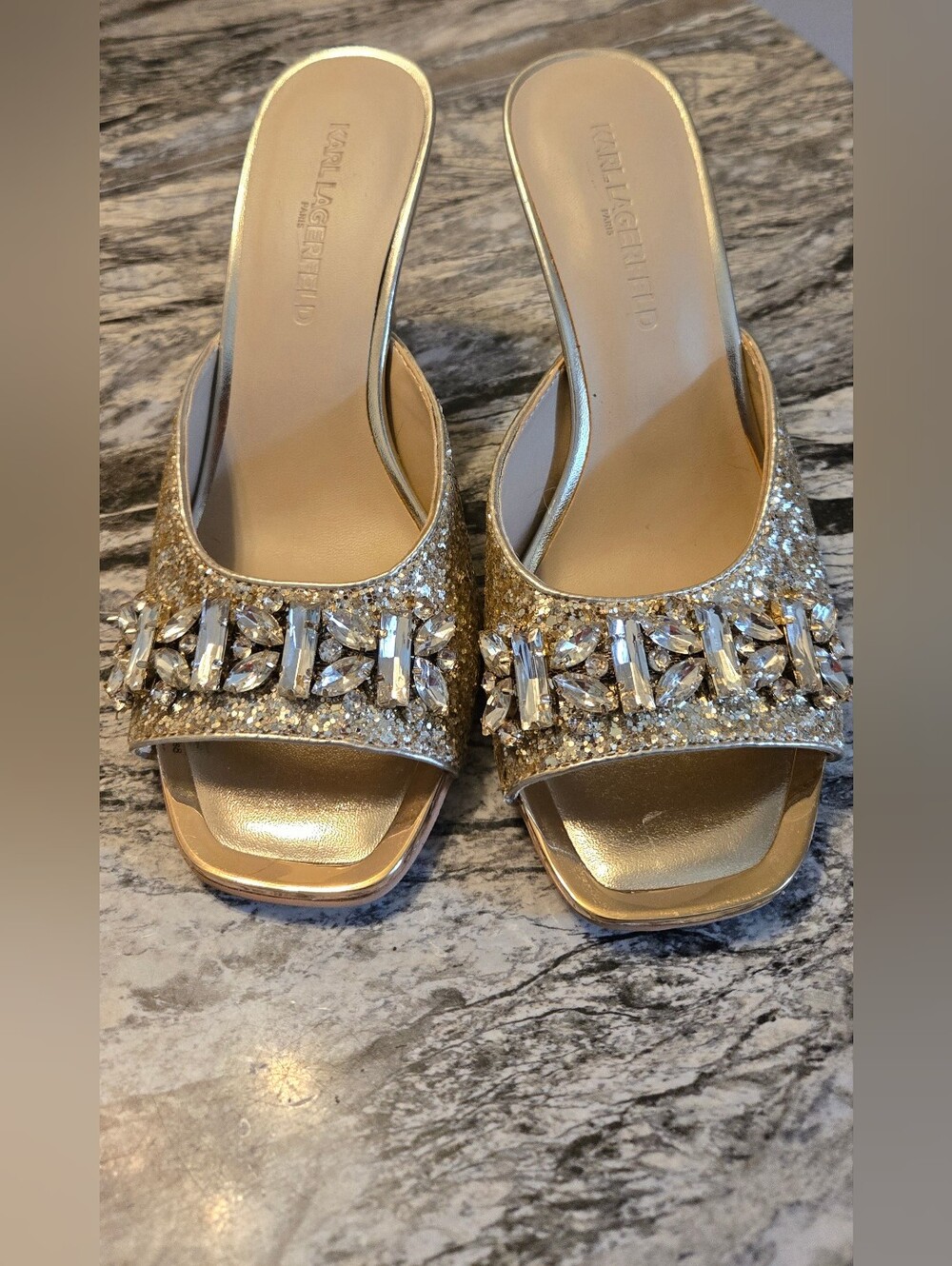 Karl Lagerfeld Women's Gold Embellished Heels